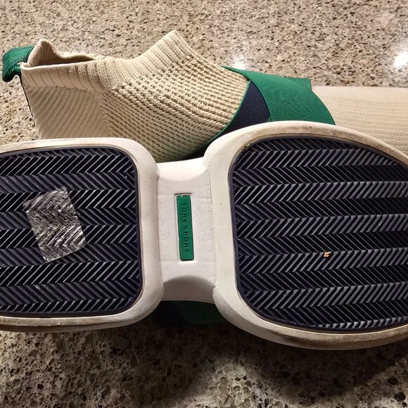 Tory Burch Sport authentic beige blue green slip on sneakers trainers 10 sz - Picture 4 of 5